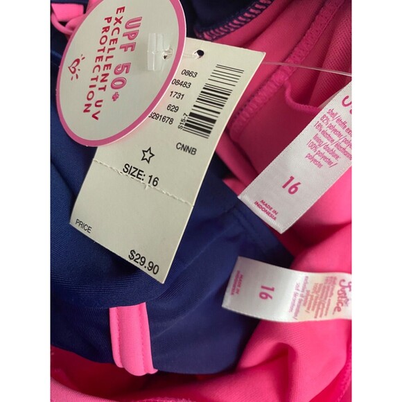 Justice Tankini Bathing/Swim Suit~Blue/Pink Size 16 NEW! - Picture 5 of 6